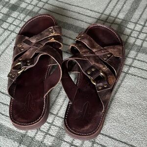 Frye Dark Brown Leather Sandals